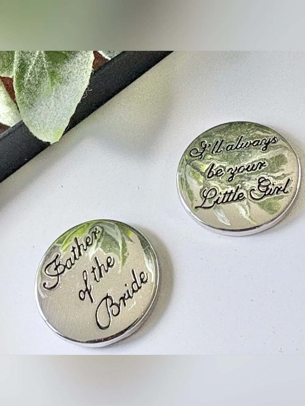 Silver 'Father of the Bride' and 'I'll Always Be Your Little Girl' Cufflinks